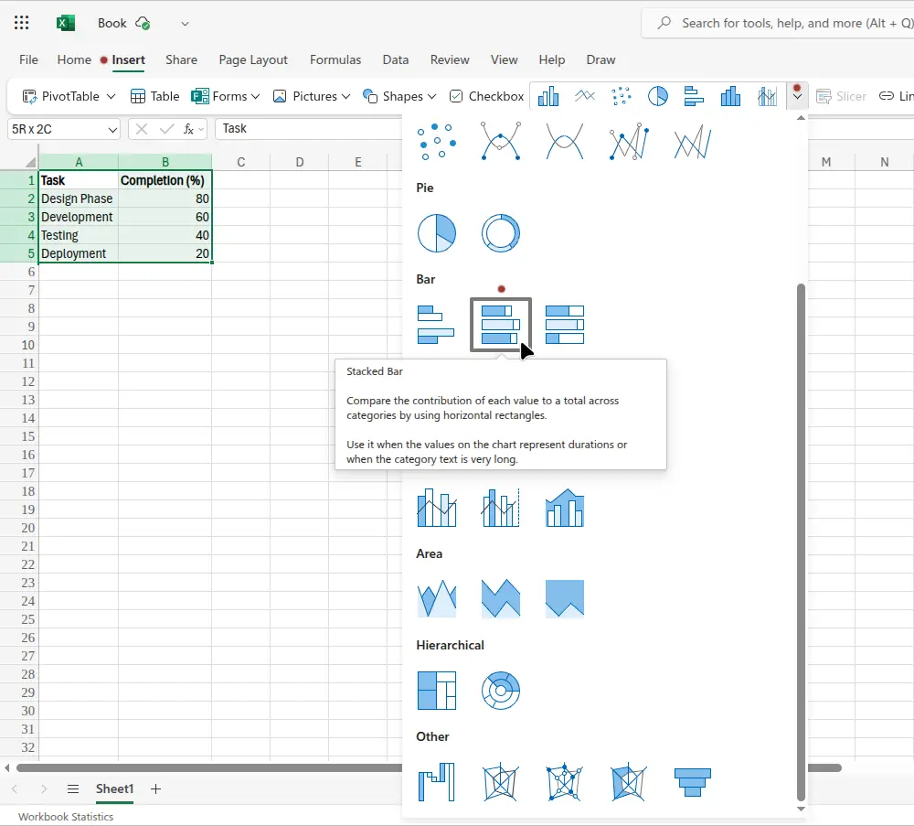 create a progress chart in excel