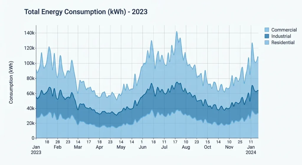 Time series area chart example